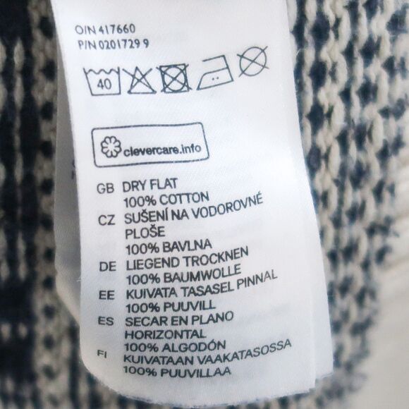 H&M Mens Shawl Collar Sweater Large Cream Teal Striped‎ Holiday Cabincore Preppy - Picture 6 of 8